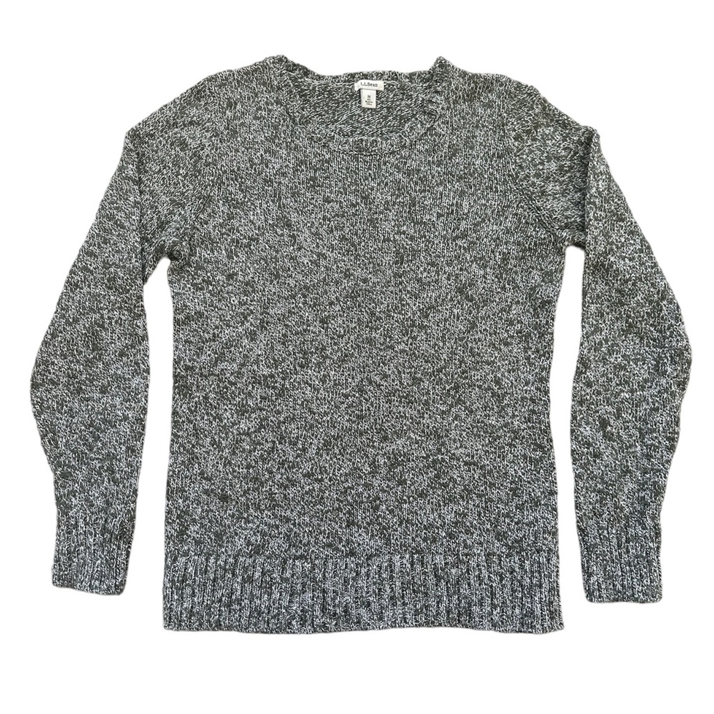 L.L Bean knit Pullover Long Sleeve white/green Sweater - Size Medium